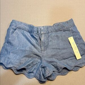love, Fire Scalloped chambray Shorts